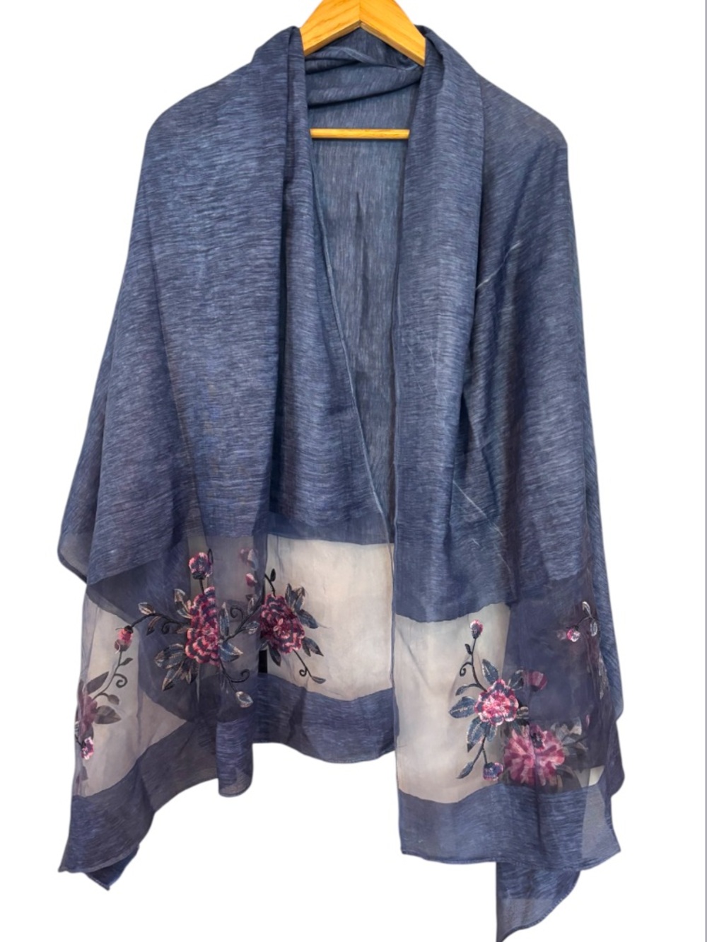 Aratta Silent Journey Sheer Floral Lace Trim Scarf NWOT